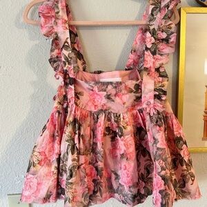 Selkie Pink Rose Apron Top Queen Bee L/XL